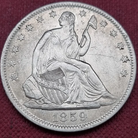 1859 O Seated Liberty Half Dollar 50c Higher Grade AU - UNC #59261 Cover