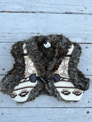 Gap Kids Girls Knit Faux-Fur Sleeveless Vest Small 6-7 - Image 1 of 4