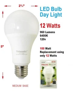 LED LIGHT BULB 12W Standard 100W Upgrade Table Desk Wall Lamp 960 Lumens 6400K - Picture 1 of 5