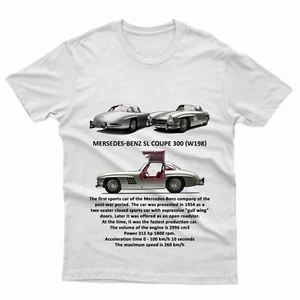 Printed t-shirt Cotton Sport Car SL Coupe 300 (W198) Car Graphic Jersey for Men - Picture 1 of 3