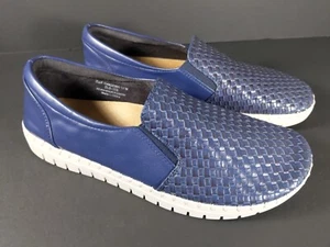Glolily Elle Embossed Blue Shine 10M Womens Comfort Sneakers Orthopedic Slip on - Picture 1 of 6
