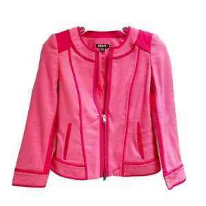 DKNY Ultra Pink Jacket Lined Zip Front Exquisite! MSRP $495 NEW with Tag Size 0 - Picture 1 of 10