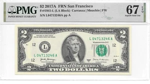 2017A San Francisco $2 FRN (LA Block) PMG 67 EPQ Superb Gem Uncirculated - Picture 1 of 8