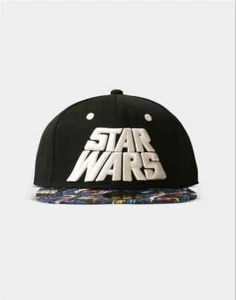 GORRA SNAPBACK OFICIAL CON LOGOTIPO RETRO DE STAR WARS NEGRA CON VISERA IMPRESA - Imagen 1 de 3
