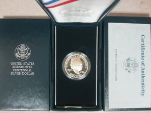 1990-P U.S. Mint Eisenhower Centennial Proof Silver Dollar w/ Box and COA - Picture 1 of 3