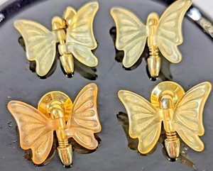 Menge 4 Vintage Gelenk Matt Rosa Gelb Schmetterling Anstecknadel - Bild 1 von 8