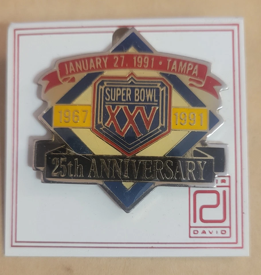 Super Bowl XXV 25th Anniversary Commemorative Lapel Pin by Peter David - Image 1 of 1