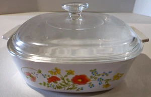 Corning Ware Wildflower A-2-B 2 QT Casserole with Pyrex Glass Lid  A-9-C - Picture 1 of 6