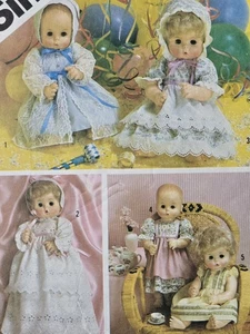 1980s 13 15" Doll Clothes Christening Dress Sewing Pattern Simplicity 6055 - Picture 1 of 3