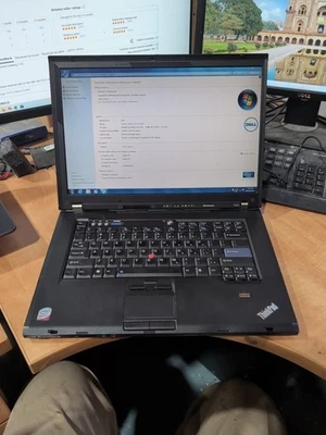 Lenovo ThinkPad T500 Laptop C2D 2.5GHz 3GB 200GB Read*** Ati Radeon Hd 3650 Win7 - Image 1 of 4