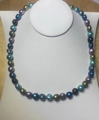 Honora Freshwater Pearl Necklace 17” Strand Multicolor 7mm Sterling Silver Clasp - Image 1 of 4