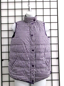 J. McLAUGHLIN 🌸 XS==BLACK & PURPLE CHECK REVERSIBLE  DOWN /  PUFFER JACKET VEST - Picture 1 of 9