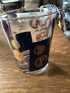 Vintage Whiskey Glass Mid Century Cera Black And 22 Kt Gold - Picture 1 of 4