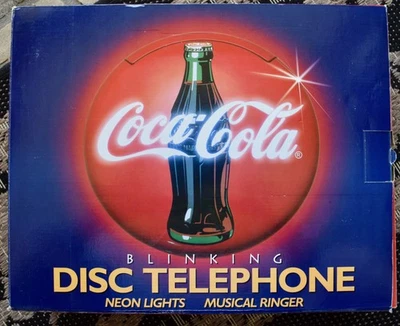 COCA COLA DISC Push Button TELEPHONE BLINKING NEON MUSICAL RINGER COLLECTIBLE - Image 1 of 4