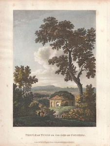 1798 Tempio della Tosse Tivoli Italien altkolorierte Aquatinta-Ansicht J Merigot - Picture 1 of 1