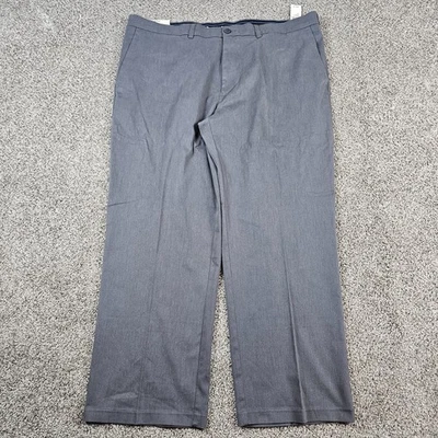 Pantalones de vestir Haggar para hombre 44x29 gris frente plano rendimiento elásticos nuevos con etiquetas sin hierro Foto 1 de 4