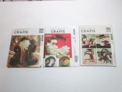 3 Uncut McCalls Pattern 8439 Father Xmas Dolls M5205 Santa Snowman Witch Wreath  - Image 1 of 3