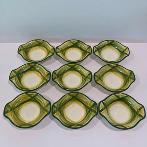 9 Green Vernonware Gingham Metlox Poppytrail Vernon Lugged Chowder Bowls 7” - Picture 1 of 9