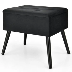 Modern Upholstered Flip Top Velvet Storage Ottoman Footrest - Picture 1 of 11