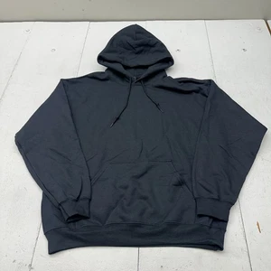 Gildan Heavy Cotton Solid Black Long Sleeve Drawstring Hoodie Men's Size L NEW - Picture 1 of 5