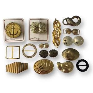 Menge 15 Vintage Jon Tay Ann Markenlos Metall Makramee Gürtel Schal Slide Schnallen - Bild 1 von 20