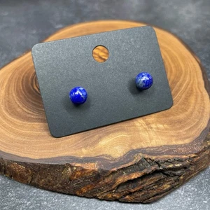 Lapis Lazuli 925 Sterling Silver Crystal Stud Earrings - Genuine Crystals - UK S - Picture 1 of 5