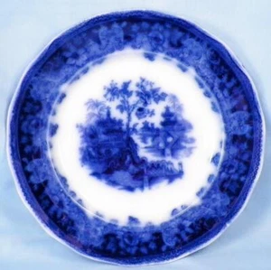 Shanghai Flow Blue Luncheon Plate W H Grindley & Co Porcelain Antique - Picture 1 of 7