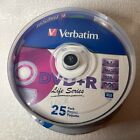 New Verbatim DVD-R 4.7 GB 16X Life Series with Vibrant Color 25 Pack Sealed Pack