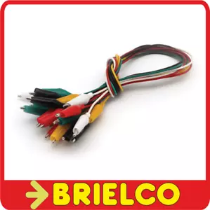 CONEXIONES 35CM CABLES CON PINZAS COCODRILO JUEGO 10U. 5 PARES COLORES BD3485 - Imagen 1 de 2