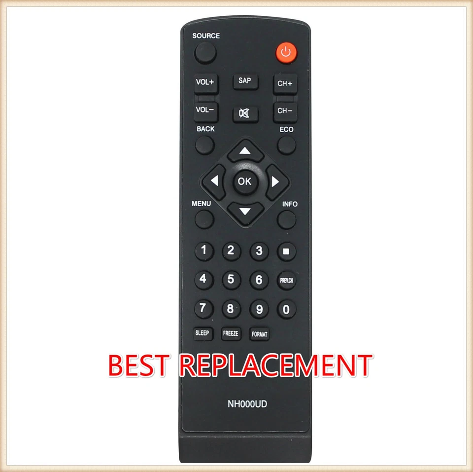 Replaced Remote NH000UD for Emerson Sylvania TV LC401EM2  LC401EM3F  RLC320EM2 - Image 1 of 4