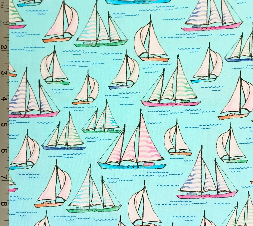Хлопчатобумажная ткань веснушки и лолли для серфинга парусников океан море морской пляж - Изображение 1 из 1