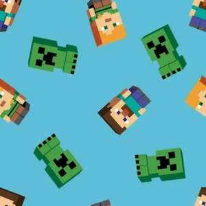 Minecraft Fabric by Springs Creative Cotton Blue Green ~By The Yard - Picture 1 of 1