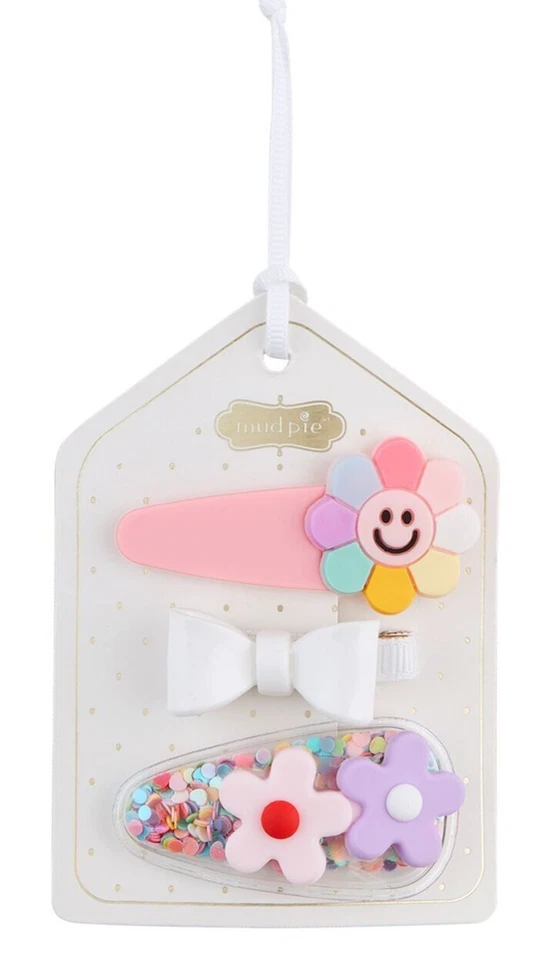 Грязь пирог Baby Girl розовый цветок Spring заколки комплект из 3 новый - Изображение 1 из 1