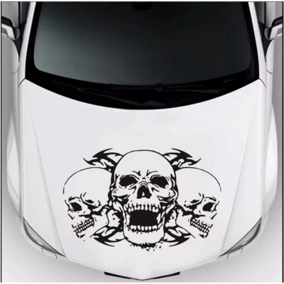 Car Stickers Hood Bonnet Decal Trim Triple Skull Graphics Waterproof Decoration Foto 1 de 4