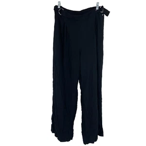 Disturbia Women 10 Wide Leg Pant Flowy Solid Black Buckle Adjustable Waist Goth - Picture 1 of 10