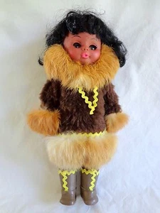 Alaska ESKIMO SOUVENIR DOLL 12" Vintage 1950s Eyes Open and Close No Gloves - Picture 1 of 7