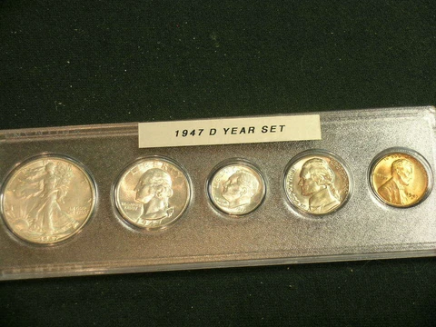 1947-D Nice AU/BU Denver Mint Year Set - Nice 5-Coin Set   47D4 Cover