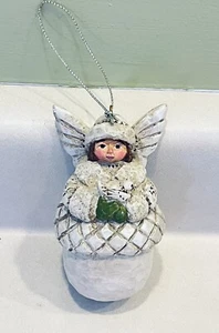 Pam SCHIFFERL White Angel Wings in Acorn & Dove Christmas Ornament Snow Midwest - Bild 1 von 2