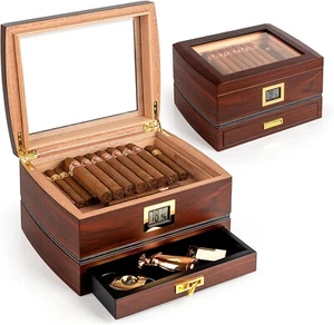 75 Zigarrenkiste Humidore Zedernholz Humidor Hygrometer Schubladen Luftbefeuchter Schrank - Bild 1 von 7