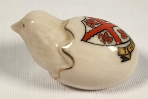 Teignmouth Souvenir Bird Egg Figurine Shield 2" Long Carlton Stoke on Trent  A52 - Picture 1 of 7