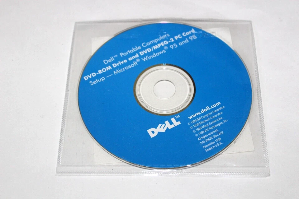 Dell DVD-ROM Drive and DVD/MPEG-2 PC Card, Setup - Microsoft Windows 95 and 98 - Image 1 of 2