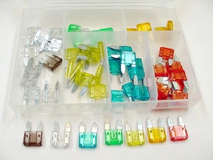 50 Chevy Mini Automotive Fuses Assortment Kit Blue Green Red Yellow 5A 10 15A 20 - Picture 1 of 10