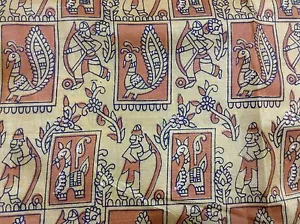Om Vintage Sari Art Silk Printed Human Animal Figure Yellow Saree Y11148 - Picture 1 of 12
