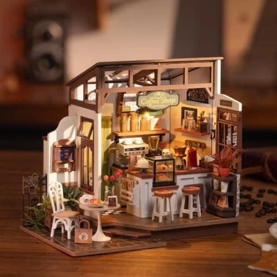 Rolife DIY LED Miniature House Café House Mini Dolls House Model Kits Kids Toys - Image 1 of 4
