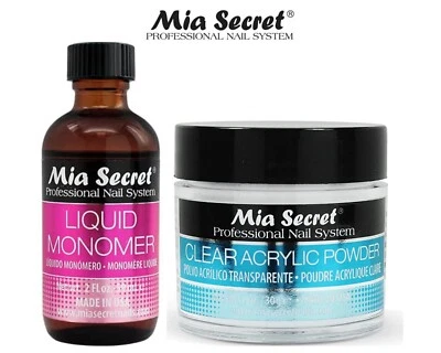 Mia Secret Liquid Monomer 2 fl oz y polvo acrílico transparente - 1,0 oz (juego de 2 piezas) Foto 1 de 2
