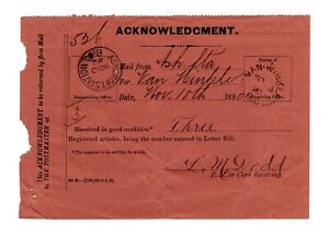 Canada BC British Columbia - Ashcroft / Van Winkle 1890 Post Office Form -