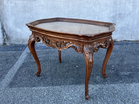 1920 French Walnut Hand Carved Serving Table Cover