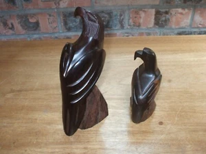 6" & 4 1/2" groß handgeschnitzt Eisenholz Adler Skulpturen/KOSTENLOSER VERSAND - Bild 1 von 3