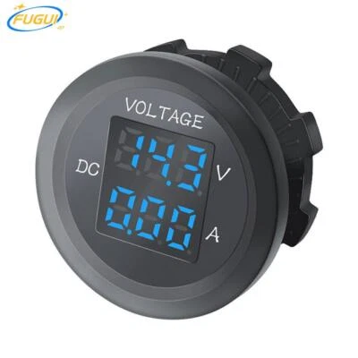 Voltímetro Pantalla Digital LED Azul Amperímetro Voltaje Coche Voltímetro Amplificador Doble Redondo Foto 1 de 4