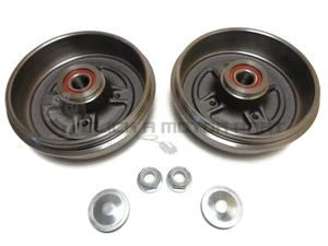 Rear 2 Brake Drums + 2 Fitted Wheel Bearings New For Nissan Micra K12 2002-2009 - Picture 1 of 1